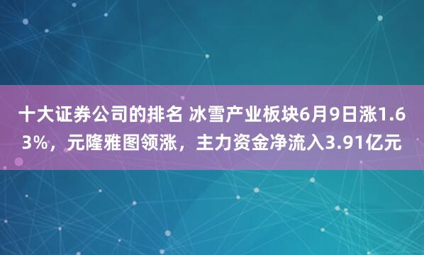 十大证券公司的排名 冰雪产业板块6月9日涨1.63%,元隆雅图领涨,主力资金净流入3.91亿元